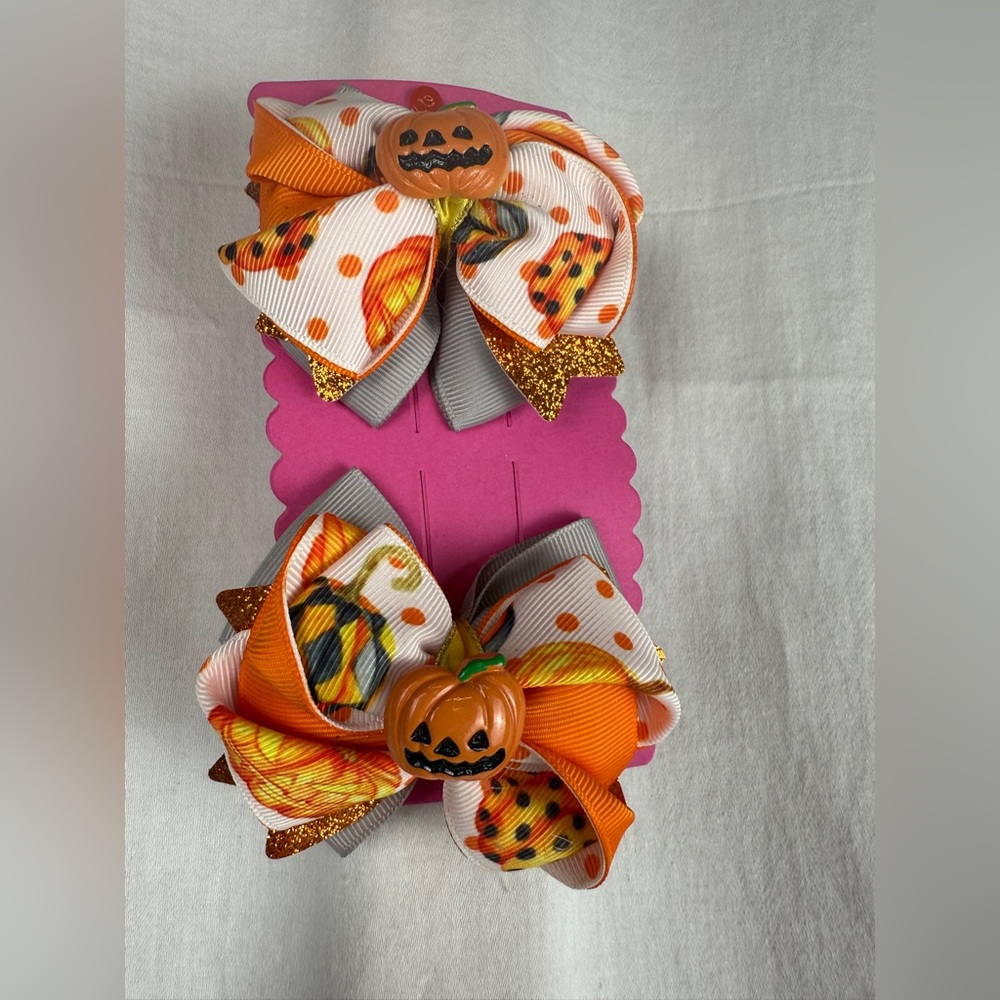 Handmade Halloween Pumpkin Hair Bows